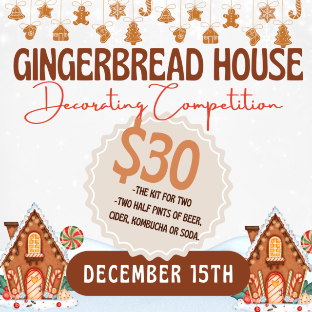 White and Brown Gingerbread House Decorating Party Flyer