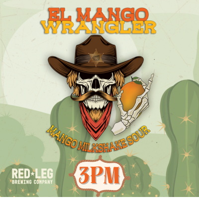 Skull cowboy holding mango, mango wrangler